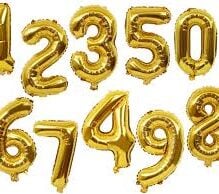 Gold Number Balloons