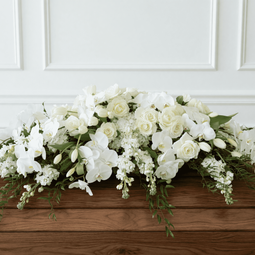 White casket spray 1